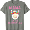 Llama Matching Birthday Party Theme Supplies Mama Of The Birthday Girl Llama First 1st Birthday Girl T-Shirt - Olive Heather