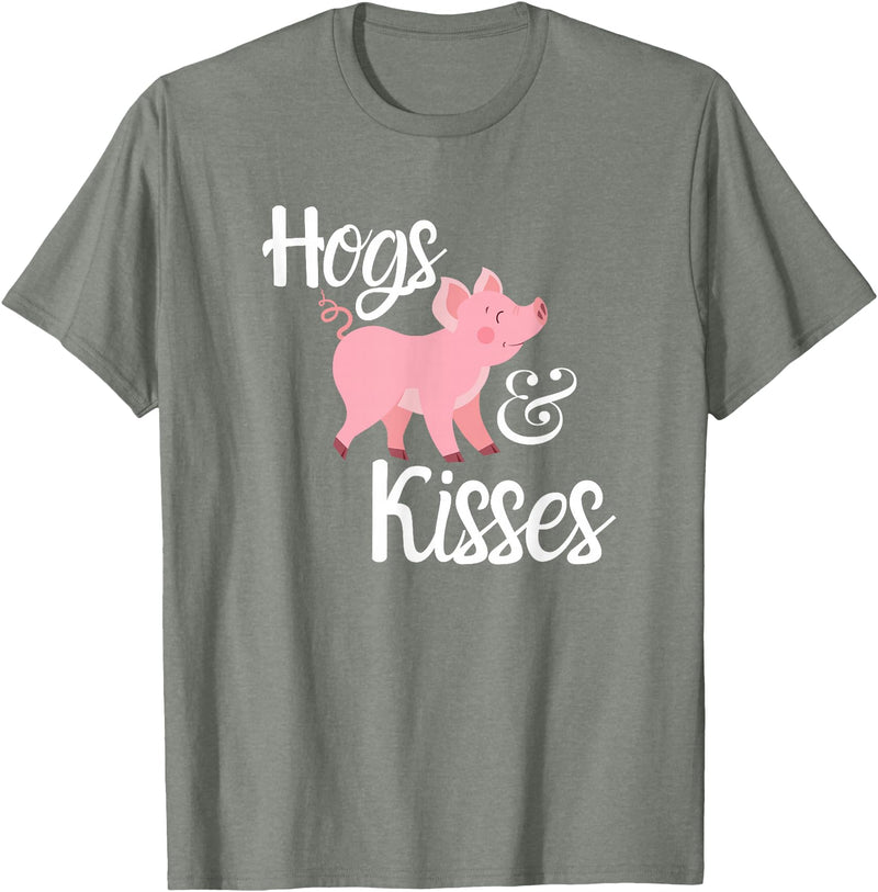 Hogs and Kisses Everyone loves Pigs Design Hogs and Kisses Cute Pig T-Shirt - Olive Heather
