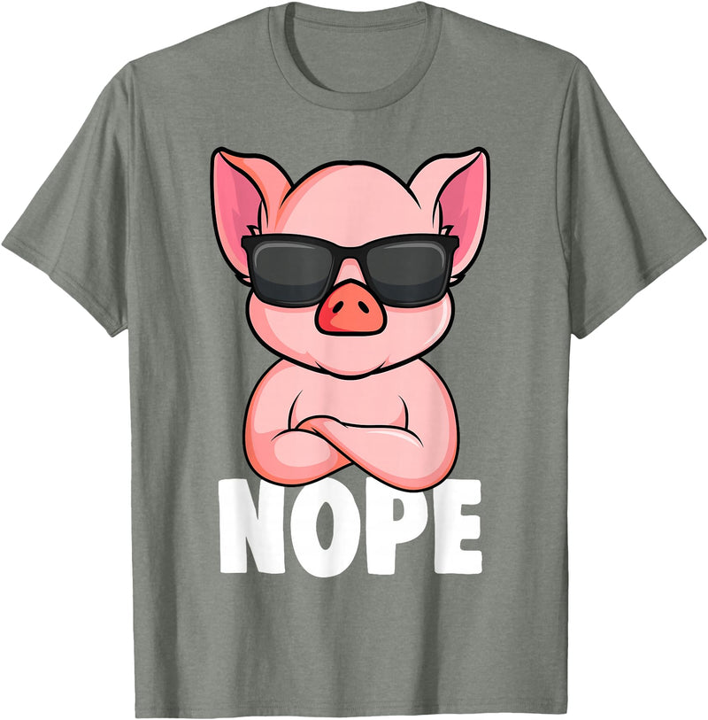 Funny Pig Lover & Owner Gift Ideas Pigs Nope Pig Children Girls Pig T-Shirt - Olive Heather