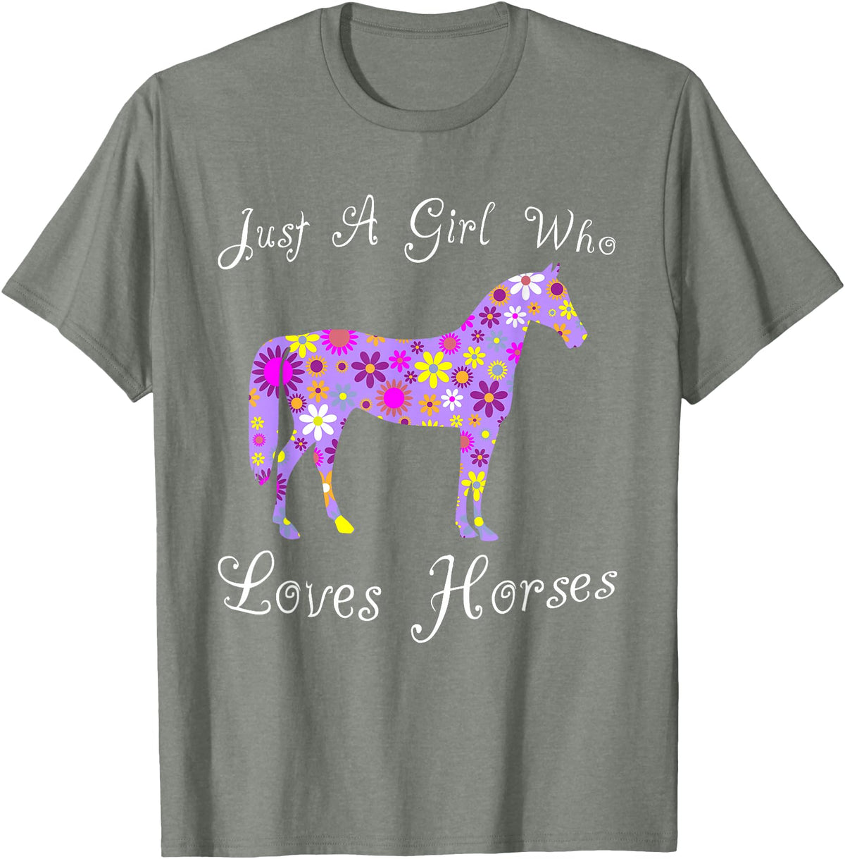 Cartba Horse Co. Fun Cute Just A Girl Who Loves Horses T-Shirt - Olive Heather
