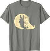 Rabbit Shadow Peace Sign T-Shirt in Olive Heather