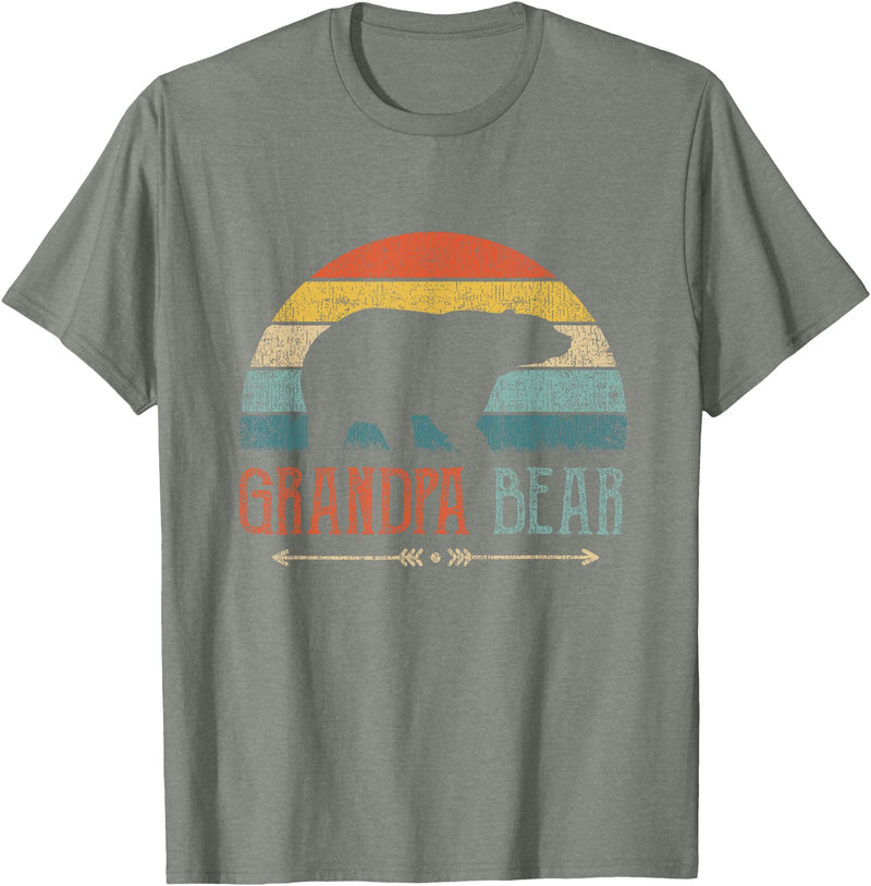 Cute Bear Family Matching Shirts & Gifts Grandpa Bear Vintage Retro Granddad Outfit Grandfather T-Shirt - Olive Heather
