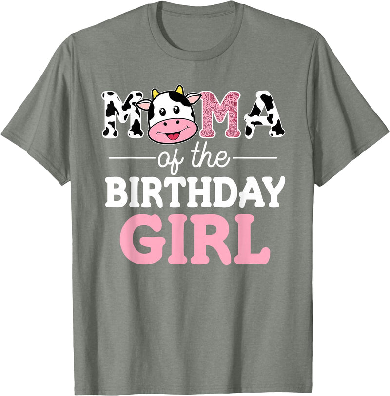 Cow Birthday Shirts For Family Men Women Cow Lover Mama of The Birthday Girl Shirt Farm Cow Mommy Mom 1st T-Shirt - Olive