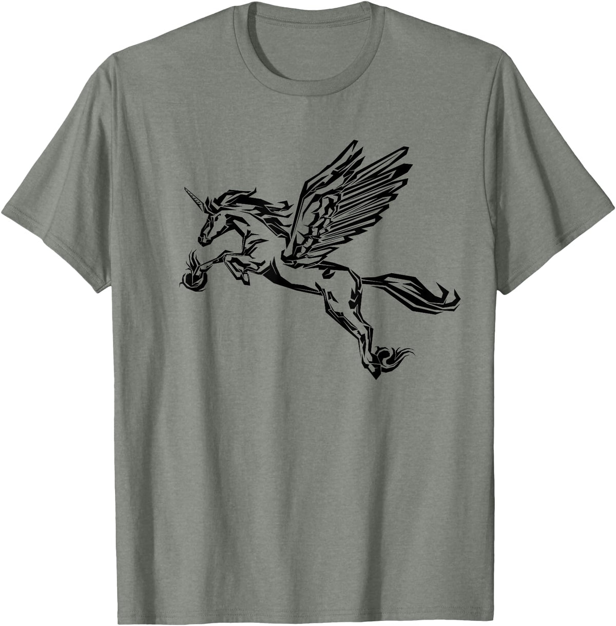 Mythical creature mythical animal unicorn with Alicorn winged unicorn pegasus horse wings mythical animal T-Shirt - Olive Heather