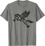 Mythical creature mythical animal unicorn with Alicorn winged unicorn pegasus horse wings mythical animal T-Shirt - Olive Heather