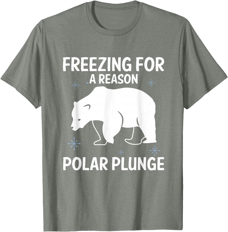 Global Warming Awareness Arctic Winter Ice Freezing For A Reason Polar Plunge Ice Bear T-Shirt - Olive Heather
