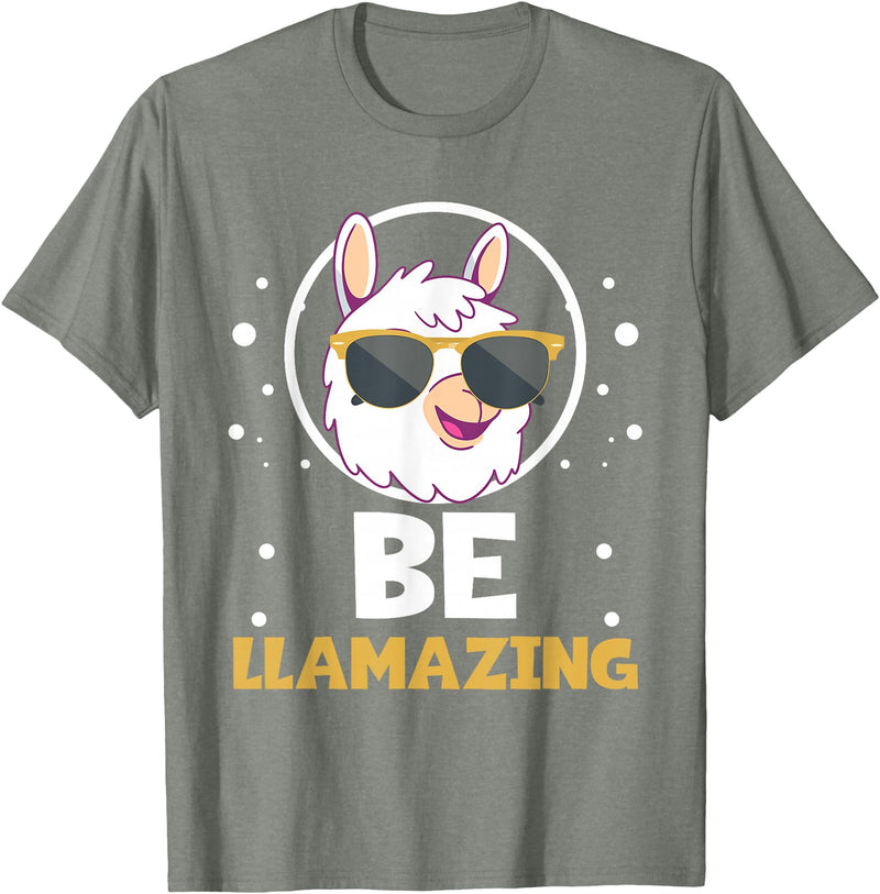 LLama Squad Shirts and Gifts Cute Amazing Llama Pun Be Llamazing Llama Lover T-Shirt - Olive Heather
