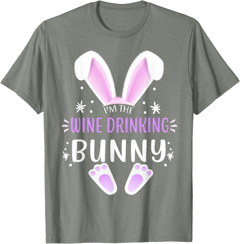 I'm the Wine Drinking Bunny Easter Day Family Matching Style T-Shirt in Olive Heather
