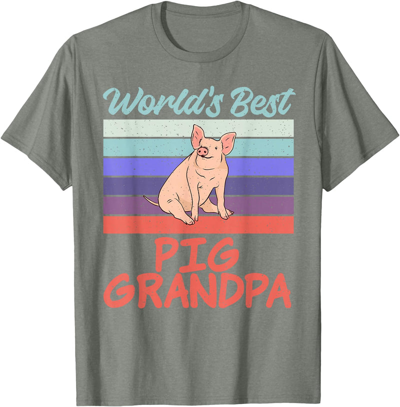 Pig Lover Gifts & Accessories Worlds best Pig Grandpa Pig Owner Pig Farmer Pig Grandad T-Shirt - Olive Heather