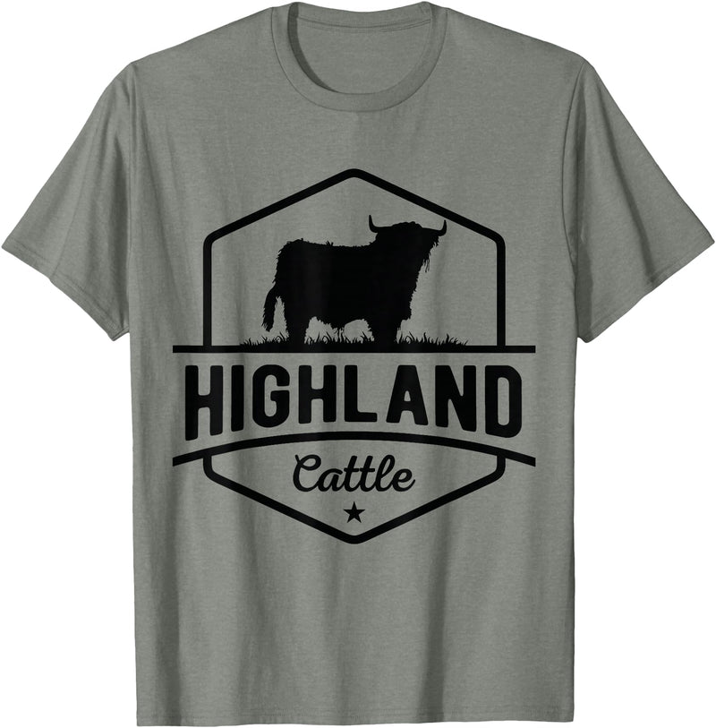 Farm Highland Cow Men Cattle Clothing Agriculture Scottish Highland Cow for Cattle Farmers T-Shirt - Olive Heather