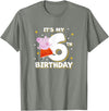 Peppa Pig It's My 6th Birthday Holiday Stars Celebration T-Shirt - Olive Heather