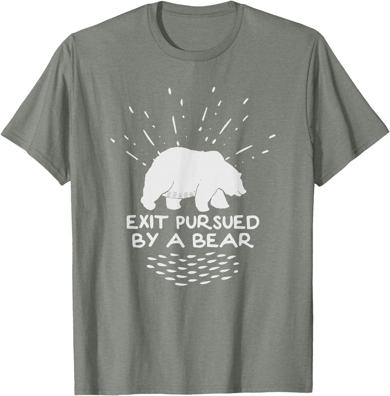 Funny Winter Tees Exit Pursued By a Bear - Funny Shakespeare - Winter Shirt T-Shirt - Olive Heather
