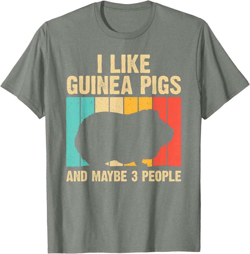 Cool Vintage Guinea Pig Gift Domestic Cavy Animal Funny Guinea Pig Design For Men Women Kids Guinea Pig Lovers T-Shirt - Olive Heather
