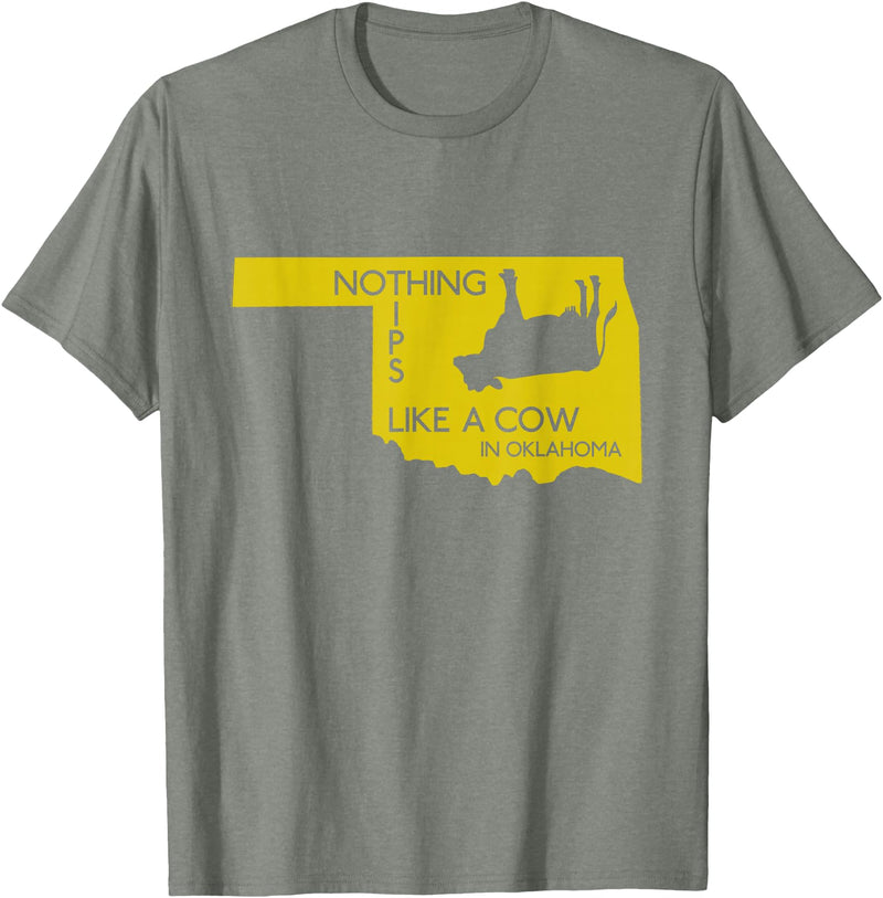 Funny Farm Nothing tips like a cow in Oklahoma state T-Shirt - Olive Heather
