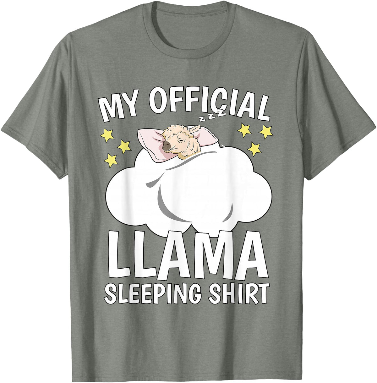 Llama Sleeping Wear Kids, Women & Men Official Sleeping Shirt Sleep Shirt Pajama Naps PJ Llama T-Shirt - Olive Heather
