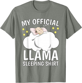 Llama Sleeping Wear Kids, Women & Men Official Sleeping Shirt Sleep Shirt Pajama Naps PJ Llama T-Shirt - Olive Heather
