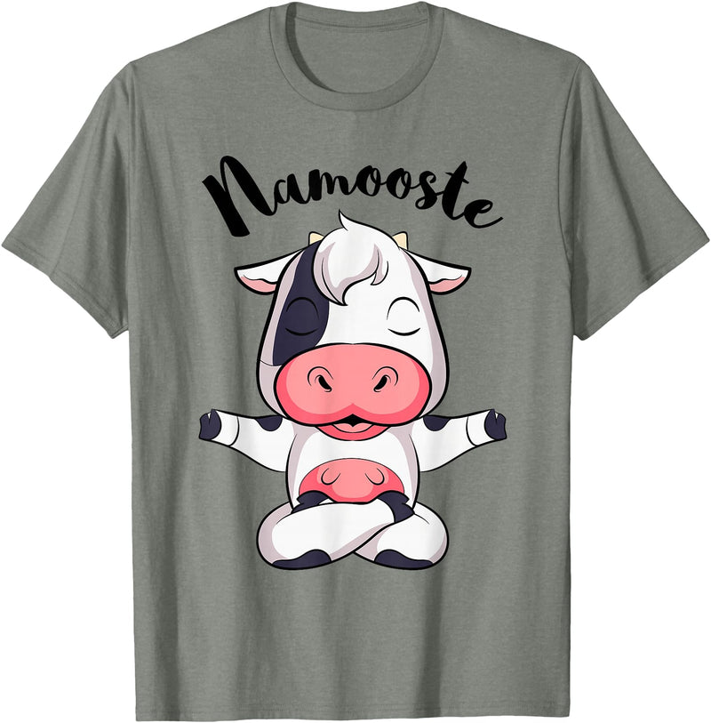 AdnDesigns Co. Funny Cow Yoga Shirts & Gifts Namoostee Cow Shirt Women Girls Cow Lover Gifts Namaste Yoga T-Shirt - Olive