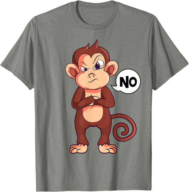 Funny Monkey Apparel & Gift Ideas Stubborn Monkey Girls Boys Kids Women T-Shirt - Olive Heather