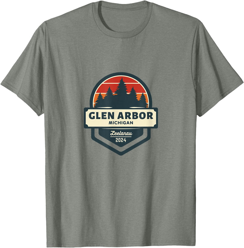 Glen Arbor, MI | Glen Lake Michigan | Sleeping Bear Dunes T-Shirt - Olive Heather