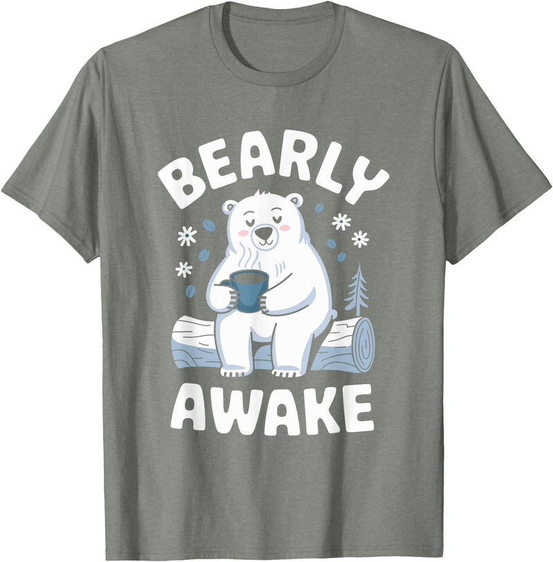 Polar Bear PJ Gifts Polar Bear Pajama Coffee Bearly Awake Sleep T-Shirt - Olive Heather