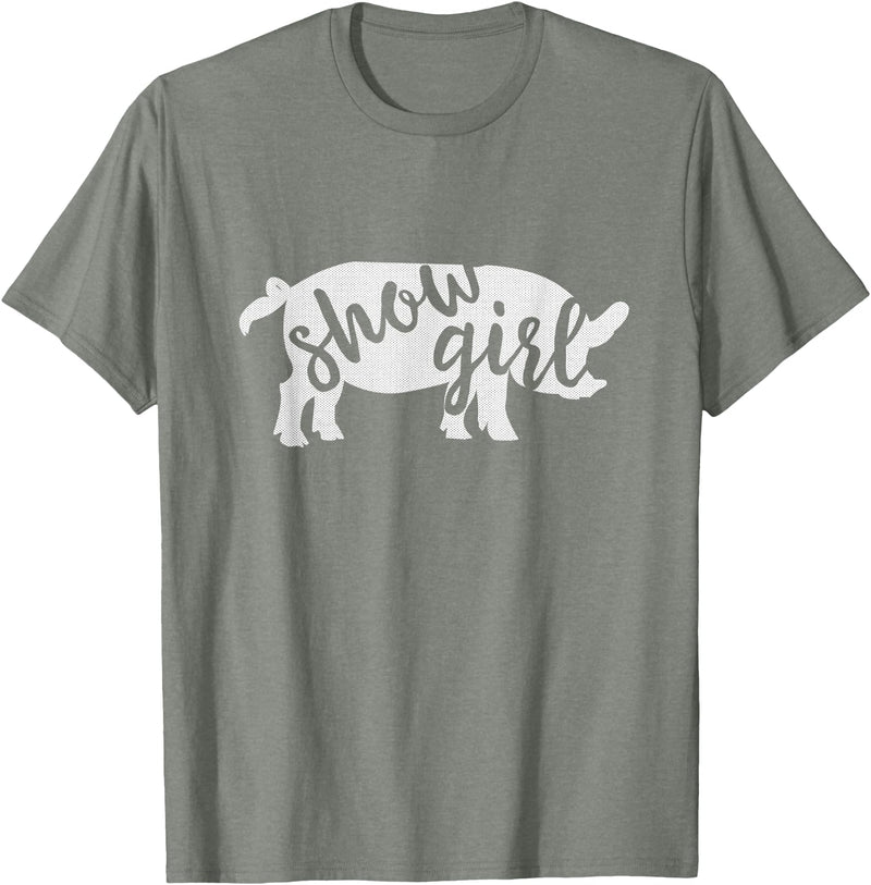 Pig Showing Gifts & Apparel Cute Show Pig Girl T-Shirt - Olive Heather