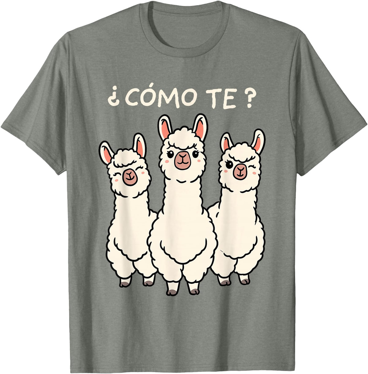 GoshWow Como Te Llamas Shirt Funny Llama Spanish Teacher Joke T-Shirt - Olive Heather