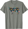 Cow Floral Silhouette Cattle Farm Lover Floral Cow Silhouette Womens Girls Cow Farm Animal T-Shirt - Olive Heather
