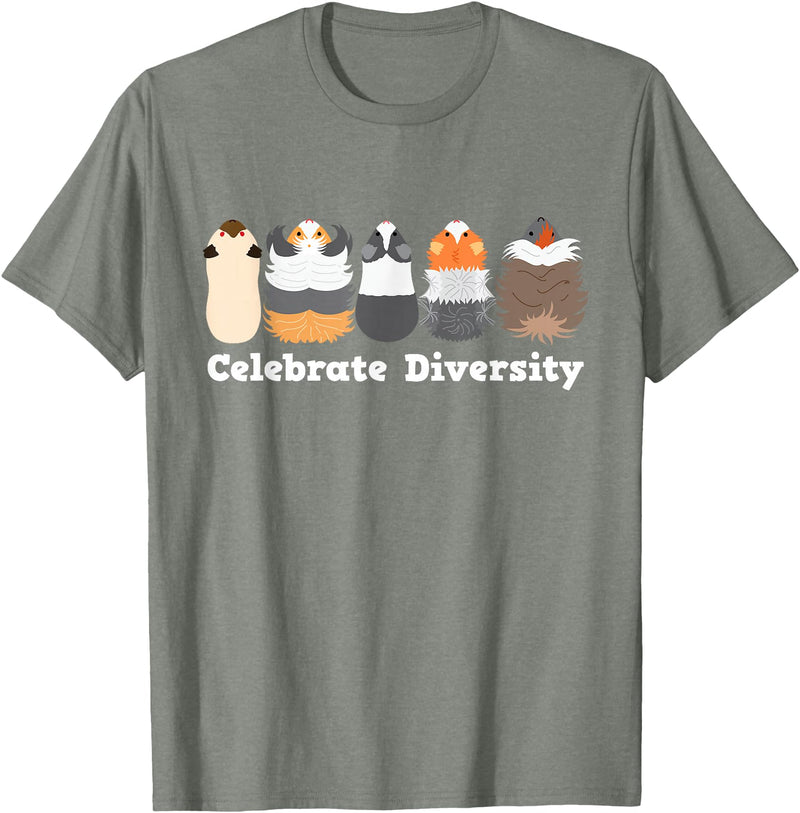 Guinea Pig Diversity Cute Rodent Lovers Celebrate Diversity Cute Party Theme Pet Lovers Guinea Pig T-Shirt - Olive Heather