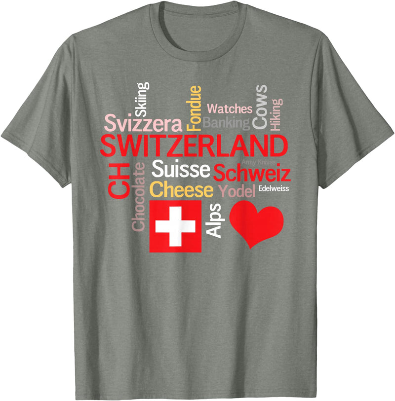 Simply Swiss Why I Love Switzerland T-Shirt - Olive Heather