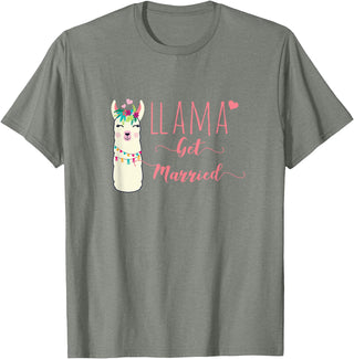 Llama Get Married Funny Bachelorette Party Novelty Llama Get Married Shirt Funny Bride Bachelorette Party T-Shirt - Olive Heather