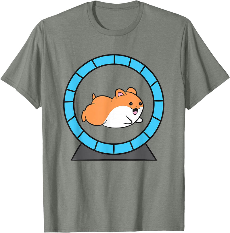 Hamster in a Hamster Wheel Pet Hamster T-Shirt - Olive Heather