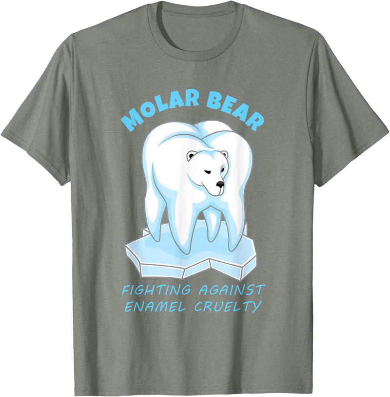 Polar Bear Tooth Tees Molar Bear - Funny Dental Polar Bear Pun T-Shirt T-Shirt - Olive Heather