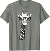 Giraffe with Glasses Zoo Animal Giraffe with Glasses for Zoo Animal Lovers T-Shirt - Olive Heather