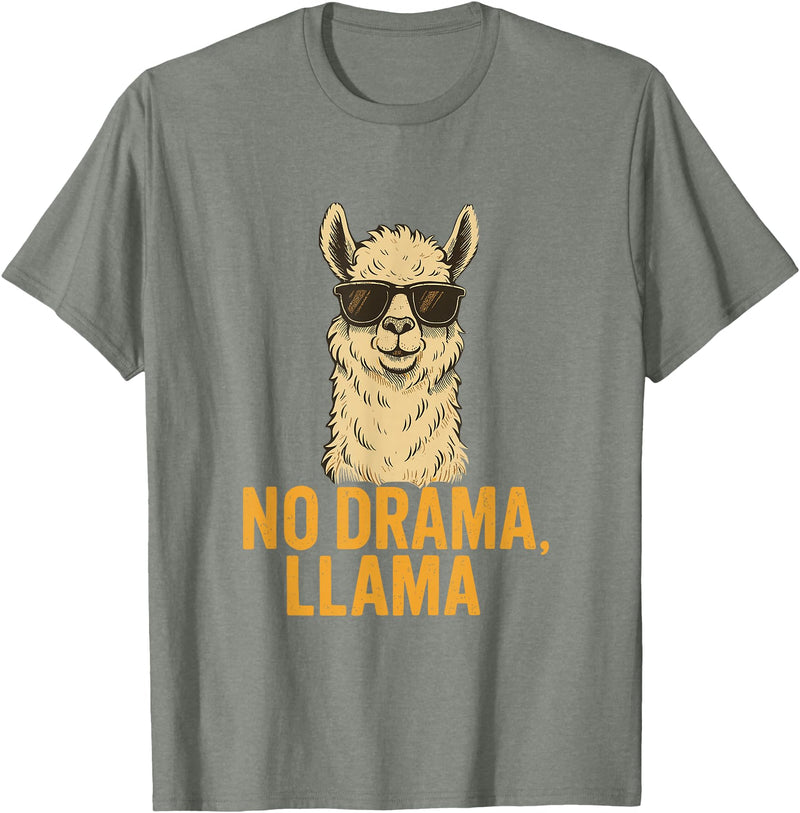 Am End Fashion No Drama, Llama - Cool Look T-Shirt - Olive Heather