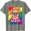 LGBTQ Flag Gay Pride Month Rainbow Pig With LGBT Glasses T-Shirt - Olive Heather