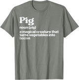 BBQ Barbecue Shirts Men Women Grilling Gifts Pig Definition Bacon Funny Bbq Barbecue Grill Men Women Kids T-Shirt - Olive Heather