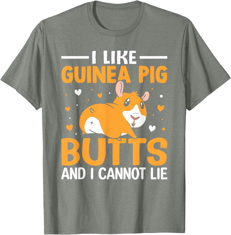 Cute Guinea Pig Apparel Co. I Like Guinea Pig Butts and I Cannot Lie - Guinea Pig Lover T-Shirt - Olive Heather