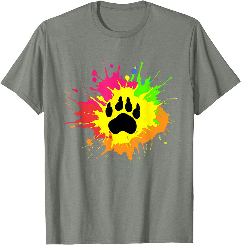 Furry Fandom Shirt by Crush Retro Furry Shirt Rainbow Bear Fursona Wolf Paw Print Gifts T-Shirt - Olive Heather
