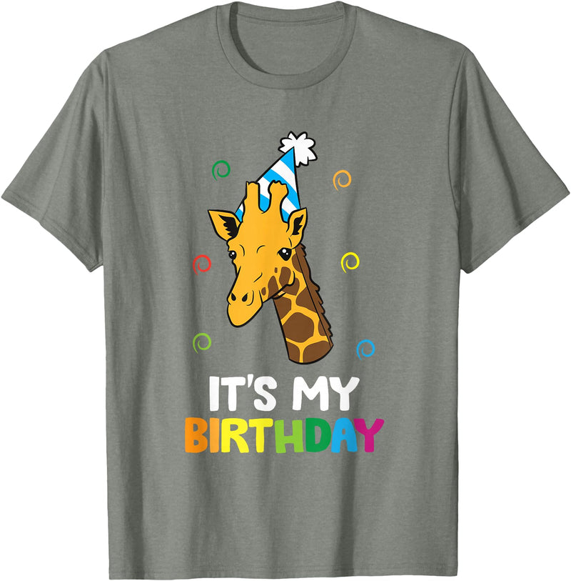 Giraffe Lover Gifts And Tees Giraffe Birthday It's My Birthday Funny Giraffe T-Shirt - Olive Heather