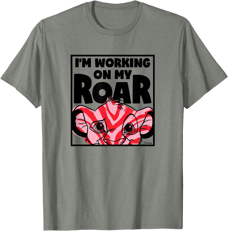 Disney Lion King - I'm Working On My Roar T-Shirt - Olive Heather