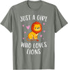 Gifts For Lion Lovers Girls Just A Girl Who Loves Lions Cute Lion Lover T-Shirt - Olive Heather