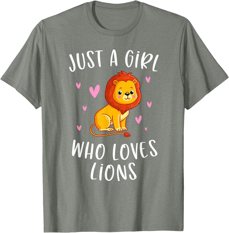 Gifts For Lion Lovers Girls Just A Girl Who Loves Lions Cute Lion Lover T-Shirt - Olive Heather