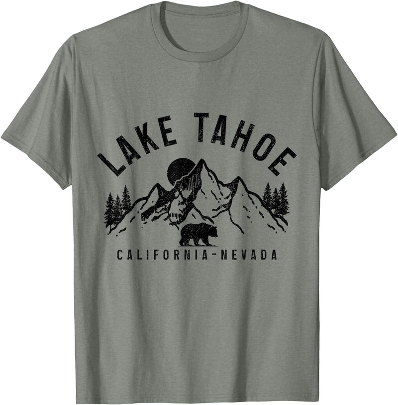 We Love Lake Tahoe - California Nevada Lake Tahoe California Nevada Mountains Bear Nature Vintage T-Shirt - Olive Heather