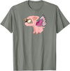 RWS235 When Pigs Fly, Flying Pig T-shirt T-Shirt - Olive Heather