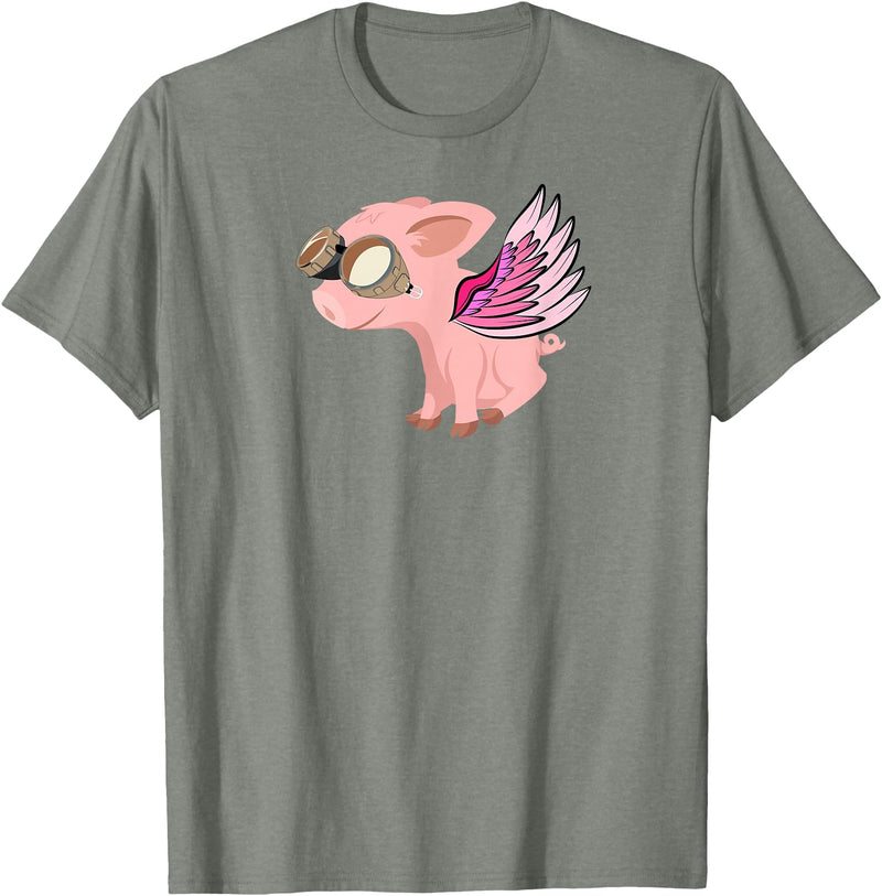 RWS235 When Pigs Fly, Flying Pig T-shirt T-Shirt - Olive Heather