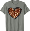 Giraffe Pattern Graphic Apparel Heart Giraffe Print for Giraffe Lover T-Shirt - Olive Heather