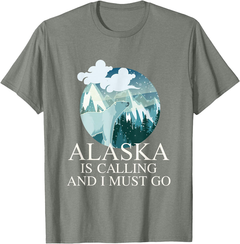 Selena's things Alaska Polar Bear Alaska Is Calling And I Must Go T-Shirt - Olive Heather