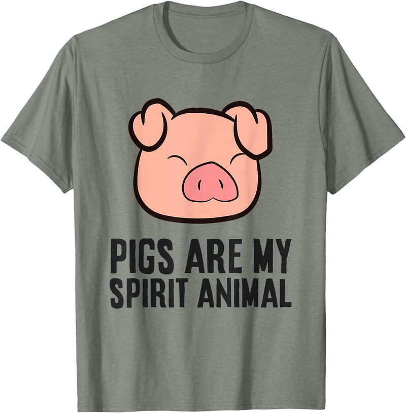 Pig Lover and Pig Farmer Gifts And Tees Pig Lover My Spirit Animal Is A Pig T-Shirt - Olive Heather