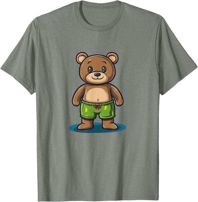 Teddy Bear swim trunks Cool Swim Trunks Teddy Bear Costume for Boys and Girls T-Shirt - Olive Heather
