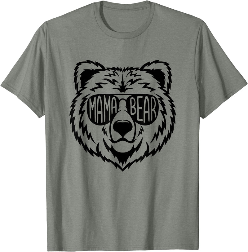 Funny Mothers Mama Bear Face Mama Bear Face Sunglasses Mother Mom Mommy T-Shirt - Olive Heather
